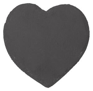 Set of 4 Slate Heart Shape Coasters Grey