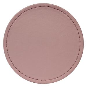 Set of 4 Blush & Rose Faux Leather Reversible Round Coasters Blush