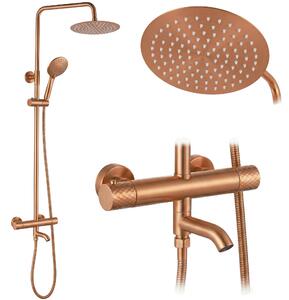 Thermostatic shower system Rea Lungo Diamond Copper Brush