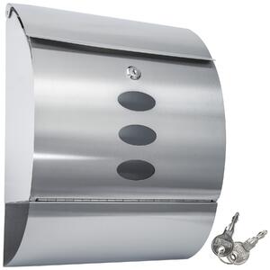 400498 mailbox with newspaper tube rounded stainless steel - silver
