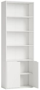 HOMCOM 2 Door 4 Shelves Tall Bookcase Modern Storage Cupboard Display Unit for Living Room Study Bedroom Home Office Furniture White Aosom UK