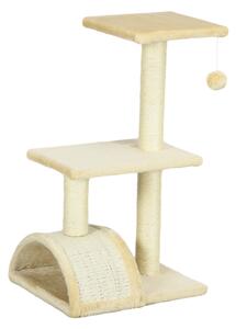 PawHut 72cm Cat Tree, Indoor Scratching Post with Pad, Sturdy and Comfortable, Cream White Aosom UK