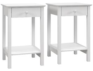 HOMCOM White Bedside Table, Wooden Side Table, Nightstand, Bedside Cabinet with Drawer and Storage Shelf for Bedroom, Set of 2 Aosom UK