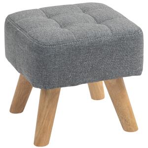 HOMCOM Modern Tufted Footstool, Fabric Foot Stool with Rubber Wood Legs, Padded Seat, for Living Room, Bedroom, Entryway, Grey Aosom UK