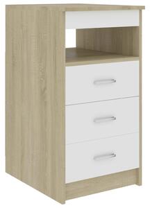 Drawer Cabinet White and Sonoma Oak 40x50x76 cm Engineered Wood