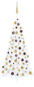 Artificial Half Pre-lit Christmas Tree with Ball Set White 240 cm