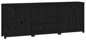 Sideboard Black 210x35x80 cm Solid Wood Pine
