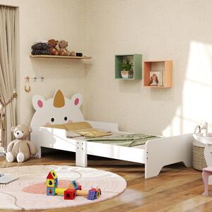 ZONEKIZ Unicorn Toddler Bed, Children's Bedroom Furniture, for Ages 3-6, 143 x 74 x 67 cm, White Aosom UK