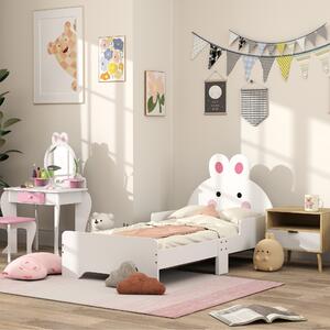 ZONEKIZ Toddler Rabbit Bed Frame, Safe & Sturdy Design, Perfect for Kids' Bedroom, Charming White Aosom UK
