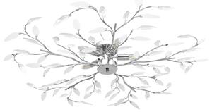 Ceiling Lamp with Acrylic Crystal Leaf Arms for 5 E14 Bulbs White
