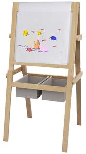 AIYAPLAY Kids Easel with Paper Roll, 3 in 1 Art Easel for Toddlers, Double-Sided Kids Whiteboard Blackboard w/ Storage Baskets, 3-6 Years Aosom UK