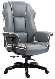 Vinsetto High Back Office Chair, PU Leather Desk Chair, Reclining Swivel Computer Chair for Home, Grey
