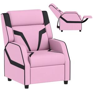 AIYAPLAY 2 in 1 Kids Chair Recliner with Backrest, Armrest, Footrest, PU Leather, for 3-9 Years Old, Pink