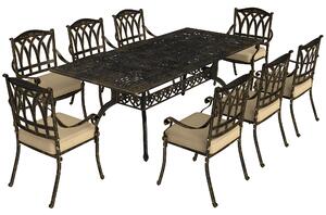 Outsunny Nine-Piece Cast Aluminium Garden Dining Set - Bronze Tone