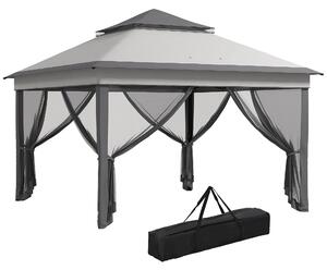 Outsunny 3 x 3(m) Pop Up Gazebo, Height Adjustable Instant Event Shelter with Netting and Carrying Bag, Grey