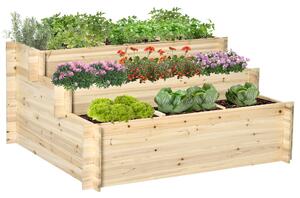 Outsunny 3 Tier Raised Garden Bed Elevated Planter Flower Box with 9 Grow Grids and Non-woven Fabric for Vegetables, Flower, Herb Aosom UK