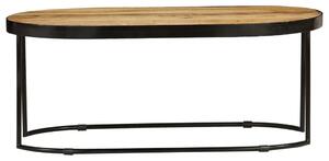 Coffee Table Oval Solid Rough Mango Wood and Steel 100 cm