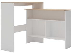Bar Table with 2 Table Tops White and Oak 130x40x120 cm