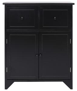 Side Cabinet Black 60x30x75 cm Paulownia Wood