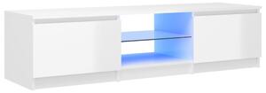 TV Cabinet with LED Lights High Gloss White 140x40x35.5 cm
