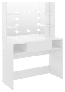 Makeup Table with LED Lights 100x40x135 cm MDF Shining White