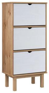Shoe Cabinet OTTA with 3 Drawers Brown&White Solid Wood Pine