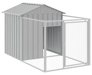 Dog House with Run Light Grey 117x201x123 cm Galvanised Steel
