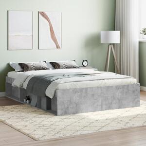 Bed Frame Concrete Grey 135x190 cm Double