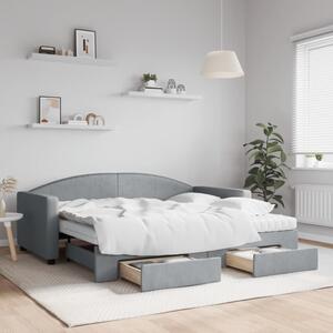 Daybed with Trundle and Drawers Light Grey 90x190 cm Fabric
