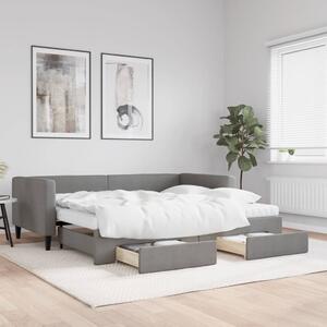 Daybed with Trundle and Drawers Dark Grey 90x190 cm Fabric