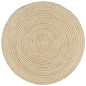Handmade Rug Jute with Spiral Design White 90 cm