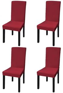 Straight Stretchable Chair Cover 4 pcs Bordeaux