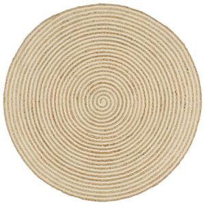 Handmade Rug Jute with Spiral Design White 120 cm