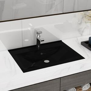 Luxury Basin with Faucet Hole Matt Black 60x46 cm Ceramic