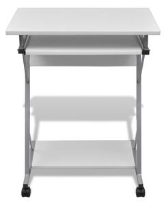 Compact Computer Desk with Pull-out Keyboard Tray White