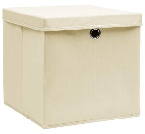 Storage Boxes with Lid 4 pcs Cream 32x32x32 cm Fabric
