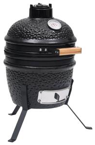 2-in-1 Kamado Barbecue Grill Smoker Ceramic 56 cm Black