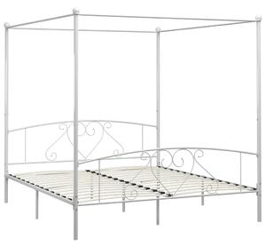 Canopy Bed Frame White Metal 200x200 cm