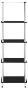 5-Tier Shelf Black 40x40x130 cm Tempered Glass