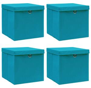 Storage Boxes with Lids 4 pcs Baby Blue 32x32x32 cm Fabric