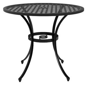 Outsunny Cast Aluminium Bistro Table with Umbrella Hole, 85cm Round Garden Table, Patio Table for Balcony, Poolside, Black