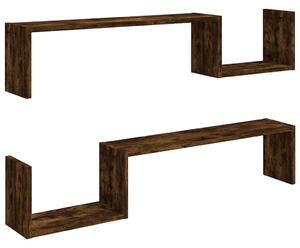 Wall Shelves 2 pcs Smoked Oak 100x15x20 cm Engineered Wood