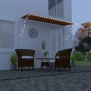 Retractable Awning with LED 300x150 cm Orange and Brown