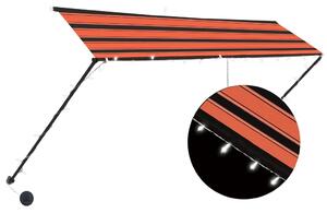 Retractable Awning with LED 300x150 cm Orange and Brown