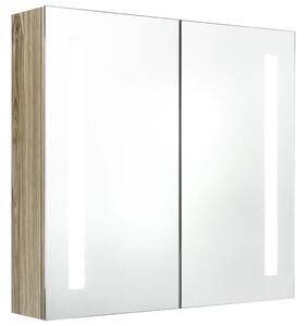 LED Bathroom Mirror Cabinet Oak 62x14x60 cm