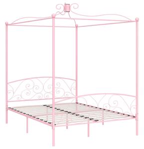 Canopy Bed Frame Pink Metal 180x200 cm Super King