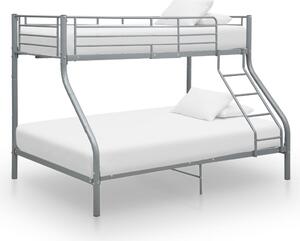 Bunk Bed Frame Grey Metal 140x200 cm/90x200 cm