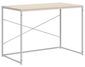 Computer Desk White and Oak 110x60x70 cm Engineered Wood