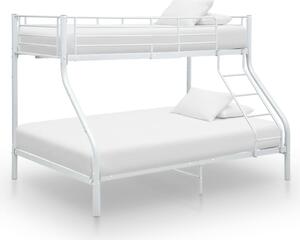 Bunk Bed Frame White Metal 140x200 cm/90x200 cm