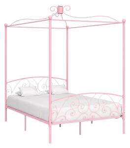 Canopy Bed Frame Pink Metal 120x200 cm